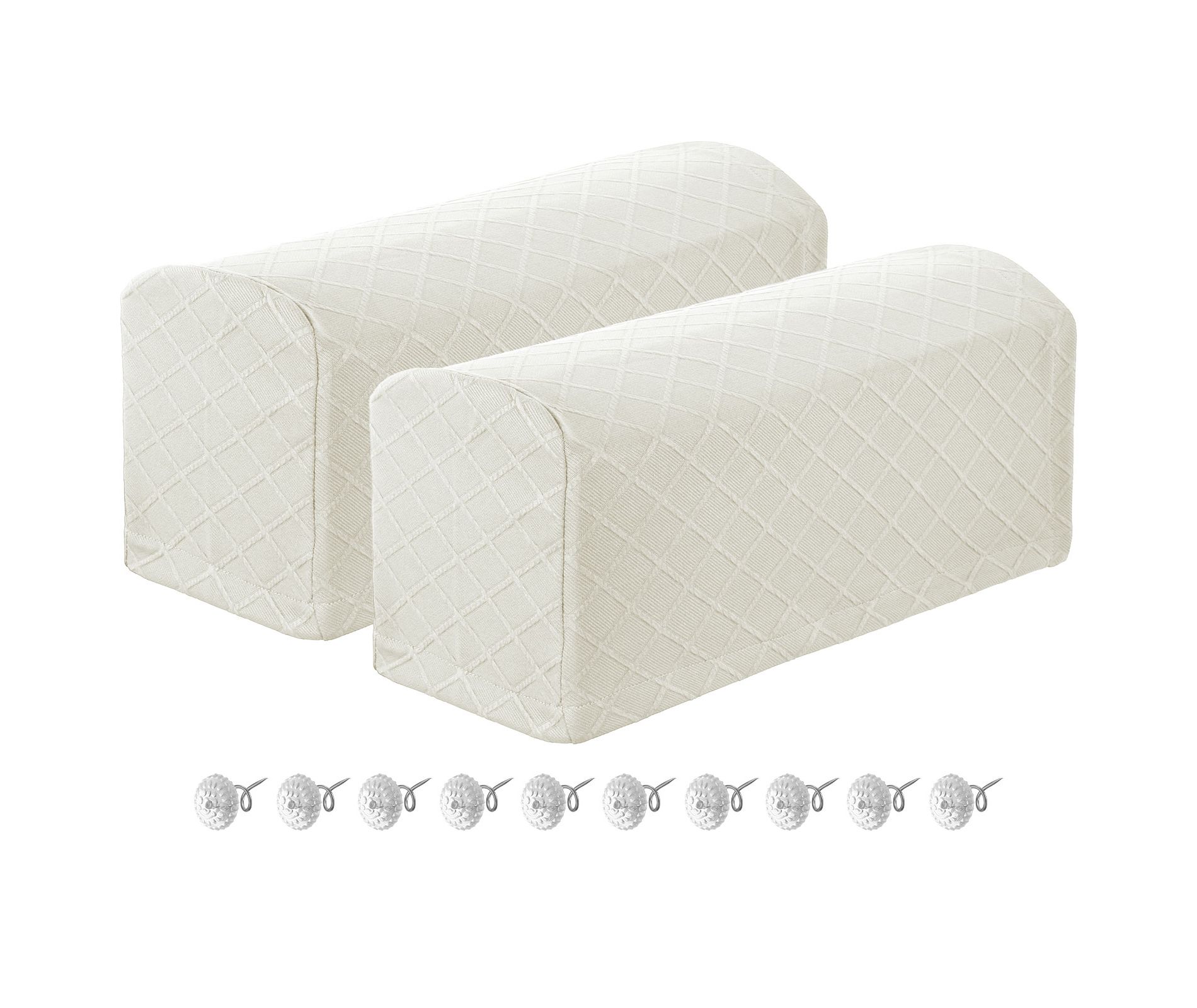 Unique Bargains Non Slip Scratch Resistant Soft Armchair Slipcovers with Twist Pins 2 Pcs White