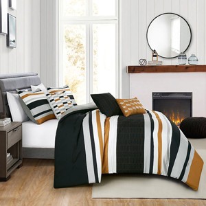Home Mart Goods 6 Piece White Black & Gold Comforter Set Embroidery Soft Bedding - 1 of 4