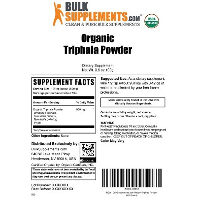 BulkSupplements Organic Triphala Powder