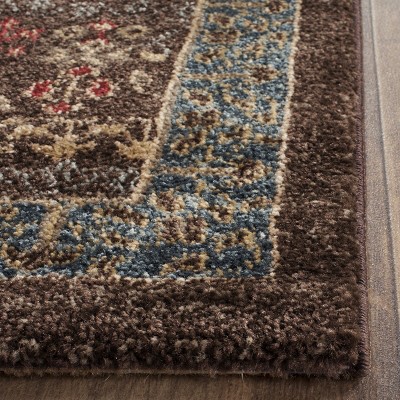 Mahal Navy and Red Synthetic Persian Style Runner Rug