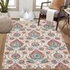 Vintage Floral Area Rug Machine Washable Rug Stain Resistant Easy Cleaning Indoor Carpet With Nin-Slip Backing Low Pile Floor Cover - 4 of 4
