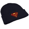 Superman SShield Logo Royal Knit Beanie for Men and Women, Navy - 4 of 4