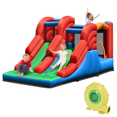 Infans Inflatable Bounce House 3-in-1 Dual Slides Jumping Castle Bouncer w/ 480W Blower