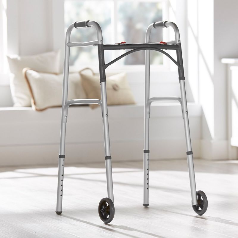 McKesson Walker with Wheels, Folding Rolling Walker, 350 lbs Capacity, 1 Count, 3 of 4