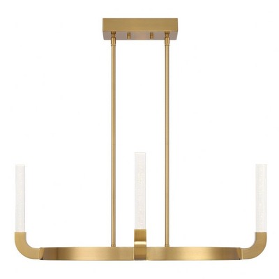 Warm Brass 4-Light LED Chandelier with Clear Seeded Acrylic Shades