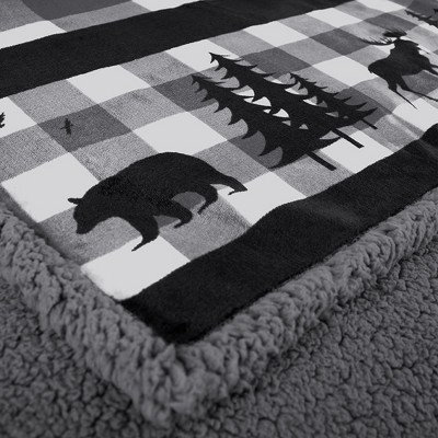Gray Twin Reversible Fleece and Sherpa Christmas Blanket
