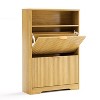 Homy Casa 2-Tier Modern Shoe Cabinet with Flip-Down Doors and Open Shelf - 4 of 4