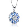 Guili Sterling Silver Rose Gold Plated Round and Red or Blue Baguette Cubic Zirconia Wreath Pendant Necklace, a Bold and Elegant Statement Piece - 2 of 3