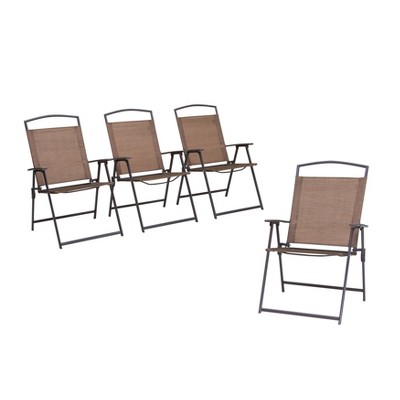 4pc Patio Folding Chairs - Brown - Crestlive Products