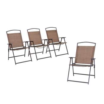 4pc Patio Folding Chairs - Brown - Crestlive Products
