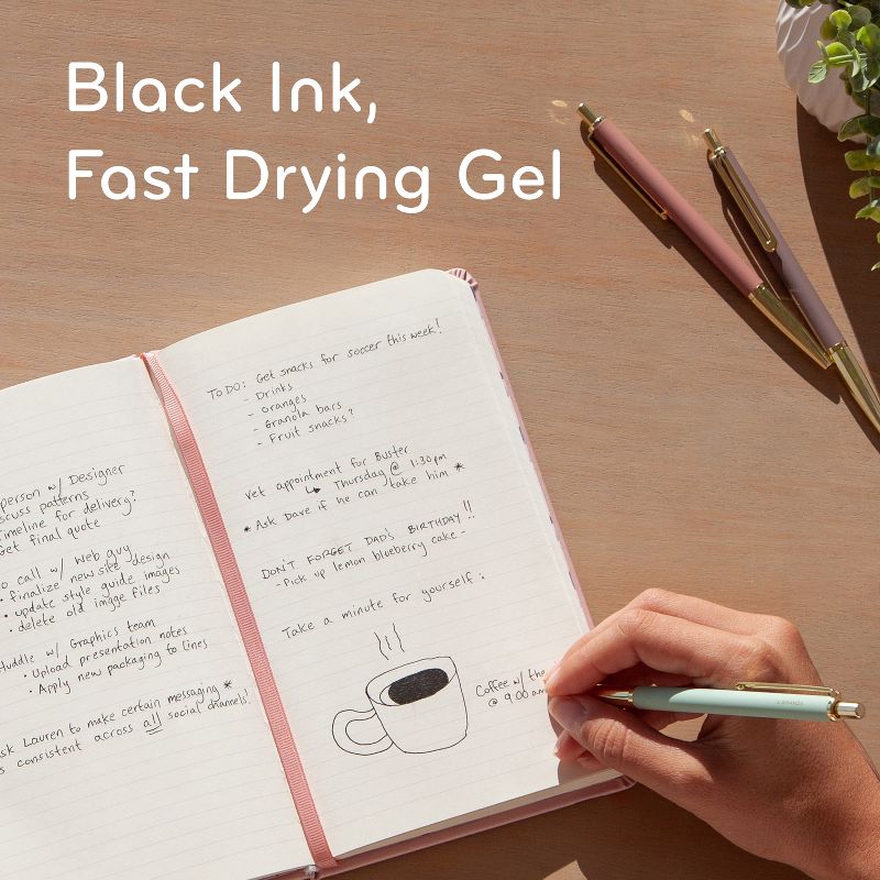 U Brands 3pk Gel Pens Black Ink Avalon Soft Touch Loose Botanical Hues, 6 of 11