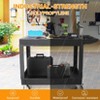 Service Cart - Large Heavy-Duty Plastic Flat Top (45.8 x 25 Inch), 2-Tier with 360¡ã Swivel Wheels (2 with Brakes), 550 lbs Capacity, Black - 4 of 4