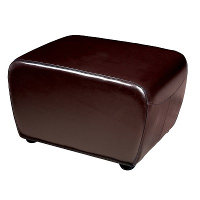 Dark Brown Leather Rounded Cocktail Ottoman