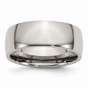 Black Bow Jewelry Titanium 8mm Polished Domed Comfort Fit Band - 1 of 4