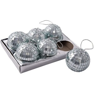 Kurt Adler Mirrored Disco Ball Glass Ornaments, 6-Piece Box Set, 3” Ornaments - 1 of 3