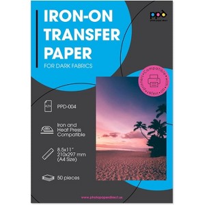 PPD Dark Iron-On Transfer Paper 8.5x11" 50 Sheets for Inkjet Printers - 1 of 4