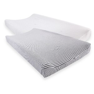 Touched by Nature Baby Organic Cotton Changing Pad Cover, White Heather Charcoal, One Size - 1 of 1