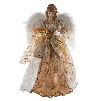 Kurt Adler 17" Ivory and Gold Angel Treetop