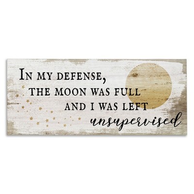 Stupell Industries Full Moon Unsupervised Phrase Rustic Halloween Charm