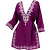 LA LEELA Women's Summer Vacation Beachwear Mini Bathing Suit Short Beach Dress Bikini Swimsuit Cover ups Medium-Large Purple, Solid - 4 of 4