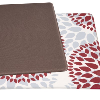 Red and White Modern Floral Anti-Fatigue Standing Mat 18" x 47"
