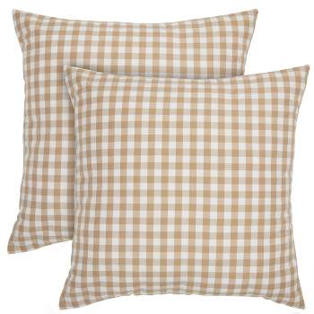 Farmlyn Creek 2 Pack Decorative Throw Pillow Covers 20x20 in, Brown & White Buffalo Plaid