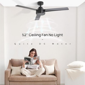 Modern Ceiling Fans without Lights 52 Inch Ceiling Fan No Light with Remote Outdoor Ceiling Fans for Patios Bedroom DC Motor Reversible 3 Blades Timer - 1 of 4