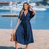 Women's Navy Dolman Sleeve Micro-Ruffle Midi Dress - Cupshe - image 2 of 4