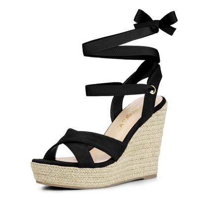 Allegra K Women's Espadrille High Platform Lace Up Wedges Sandals