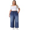 Agnes Orinda Women's Plus Size Drawstring Elastic Waist Wide Leg  Chambray Palazzo Pants with Pockets - 3 of 4