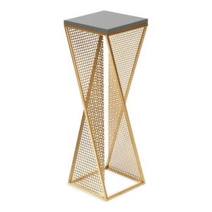 Kate and Laurel Elita Wood and Metal Pedestal End Table - 1 of 4