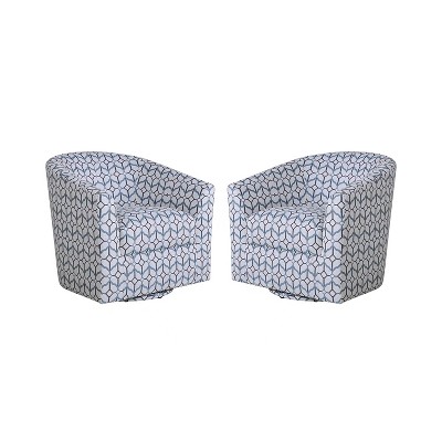 Set of 2 Liria Wooden Upholstered Barrel Chair for Livingroom with Metal Swivel Base | ARTFUL LIVING DESIGN