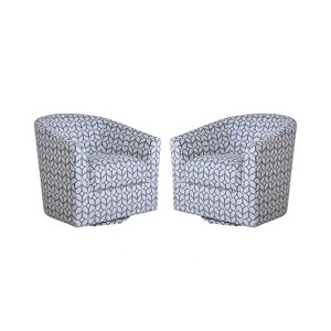 Set of 2 Liria Wooden Upholstered Barrel Chair for Livingroom with Metal Swivel Base | ARTFUL LIVING DESIGN - 1 of 4