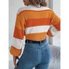 Coolmee Women's Colorblock Pullover Cropped Sweaters, Loose Crewneck Long Sleeve Casual Knitted Fall Winter Sweater Tops - 3 of 3