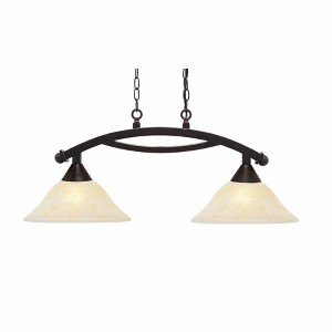 Toltec Lighting Bow 2 - Light Island Pendant Light in  Dark Granite with 12" Amber Marble Shade - 1 of 1