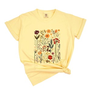 Simply Sage Market Women's Vintage Pressed Flowers Short Sleeve Garment Dyed Tee - 1 of 4