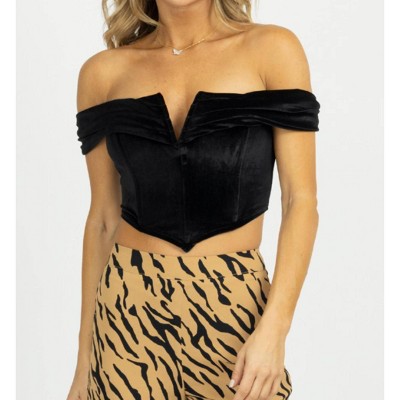 Women's V-WIRE OFF SHOULDER CROP - Blue Blush