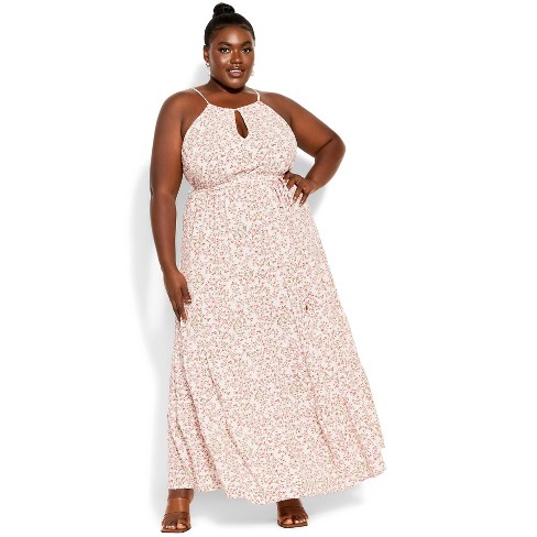 City | Women's Plus Size Pretty Vine Maxi Dress Pink Pansy - : Target