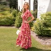Women's Red Floral Print Smocked Maxi Dress - Cupshe - 2 of 4