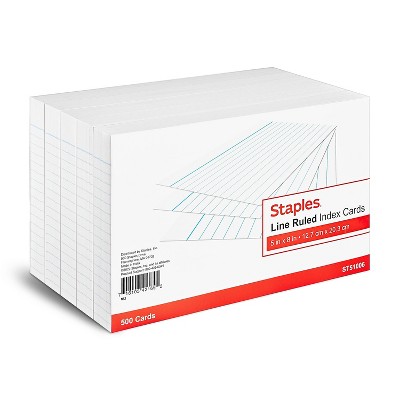 Staples 5" x 8" Line Ruled White Index Cards 500/Pack (51006) 233478
