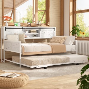 Aheaplus Storage Daybed with Trundle and Charging Station - 1 of 4