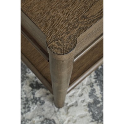 Brown Wood Rectangular End Table with Storage Drawer