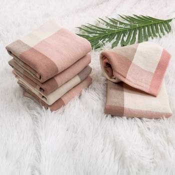Piccocasa Cotton Kitchen Tea Clean Towel Set Classic, 13x29in, Pink, 6pcs, Size: 34x74cm