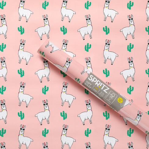 Llama Print Gift Wrapping Paper Pink - Spritz™ : Target