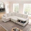 GDFStudio Ilya 6-Seater Modern U-Shaped Corduroy Upholstered Striped Sofa with Pull-Out Bed and Storage Chaise - 2 of 4