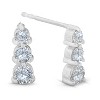Pompeii3 1/2ct 3 Stone Round Graduated Diamond Earrings 14K White Gold - 3 of 4