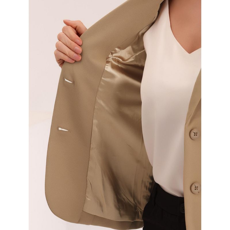 Allegra K Women's Elegant Work Office Lapel Collar Button Down Stretch Suit Blazer, 5 of 7