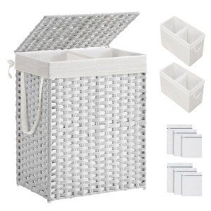 SONGMICS Laundry Hamper with Lid Clothes Hamper with 2 Removable Liner Bags & 6 Mesh Bags - 1 of 4