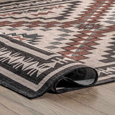 Beige 4' x 6' Reversible Synthetic Medallion Area Rug