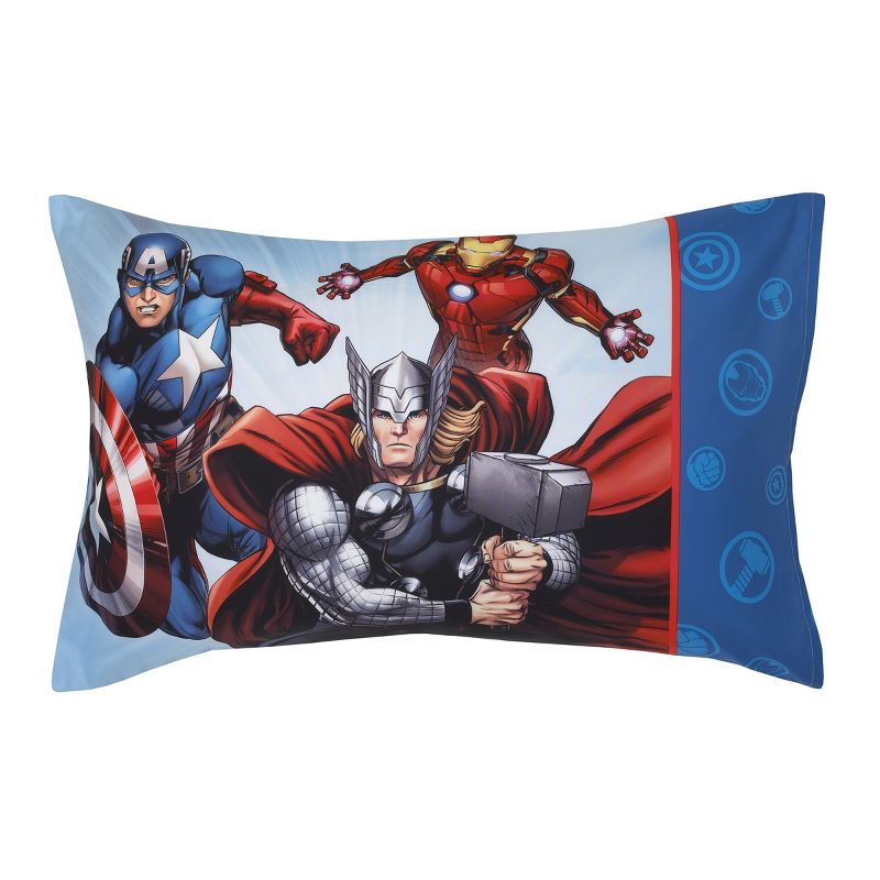 Marvel Avengers Fight the Foes Blue, Red, Green Hulk, Iron Man, Thor, Captain America 4 Piece Toddler Bed Set, 5 of 7